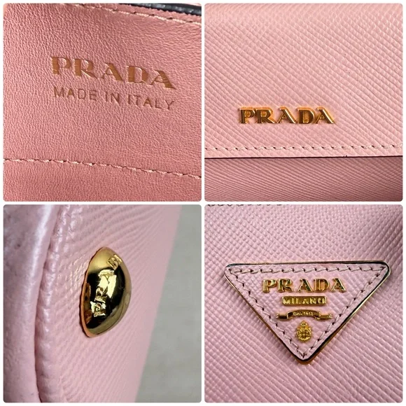Prada Pink Saffiano Leather Tote Bag Gold Hardware Made in Italy - Picture 16 of 17
